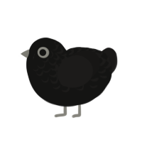 Soot Sprite, a black and sable chicken with a half-lace pattern