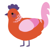 A vermilion and pink chicken with a neck-band pattern