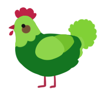 A leaf and grass chicken with a head pattern