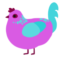 A orchid and aqua chicken with a neck-speckle pattern