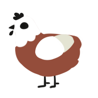 A russet and white chicken with a head pattern