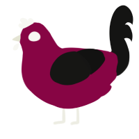 A maroon and black chicken