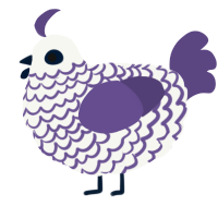 A white and overcast chicken with a lace pattern
