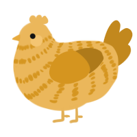 A honey and ochre chicken with a bar pattern