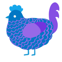 A sapphire and blurple chicken with a lace pattern