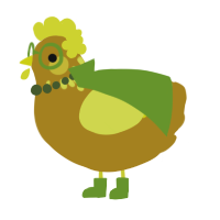 A ochre and yellow chicken with a neck-speckle pattern