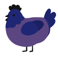 A overcast and navy chicken with a head pattern