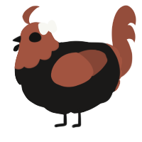 A sable and russet chicken with a head pattern