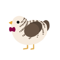 A cream and bark chicken with a half-bar pattern