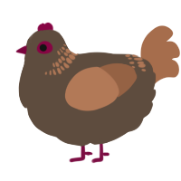 A bark and brown chicken with a neck-band pattern