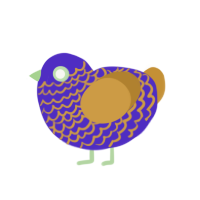 Corona, a indigo and gold chicken with a lace pattern