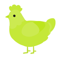 A lime chicken with a head pattern