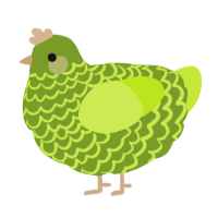A chartreuse and lime chicken with a lace pattern
