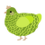 A chartreuse and lime chicken with a lace pattern