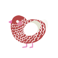 Red Velvet, a red and white chicken with a lace pattern