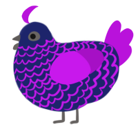 A navy and amethyst chicken with a lace pattern