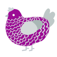 A plum and silver chicken with a lace pattern