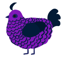 A violet and tumblr chicken with a lace pattern