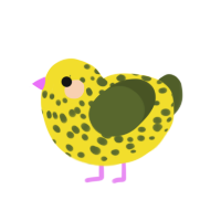 Plantain, a yellow and olive chicken with a speckle pattern