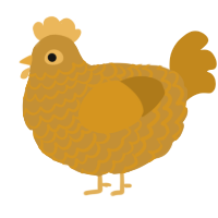 A gold and ochre chicken with a lace pattern