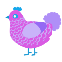 A orchid and lilac chicken with a lace pattern
