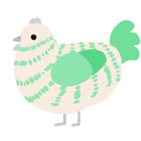 A cream and spring chicken with a bar pattern