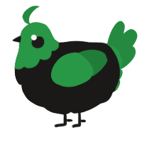 A sable and viridian chicken with a head pattern