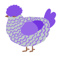A silver and blurple chicken with a lace pattern