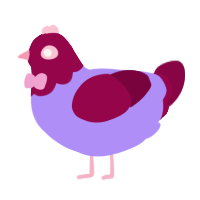 A lilac and maroon chicken with a head pattern