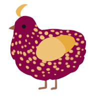 A maroon and honey chicken with a speckle pattern