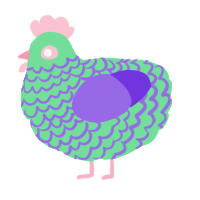 A spring and blurple chicken with a lace pattern