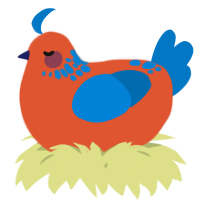 A vermilion and sapphire chicken with a neck-speckle pattern