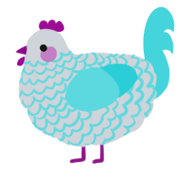 A mist and aqua chicken with a lace pattern