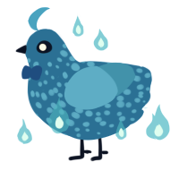 A sapphire and sky chicken with a speckle pattern