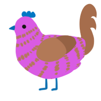 A orchid and brown chicken with a bar pattern