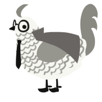 A white and ash chicken with a lace pattern