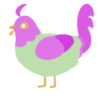 A gluppy and orchid chicken with a head pattern