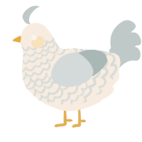 A cream and silver chicken with a lace pattern
