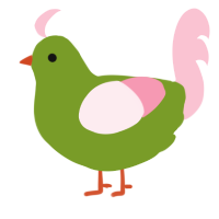 A chartreuse and rose chicken