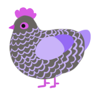 A grey and lilac chicken with a lace pattern