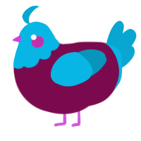 A wine and cerulean chicken with a head pattern