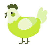 A lime and apple chicken with a head pattern