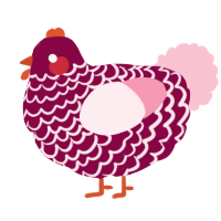 A maroon and rose chicken with a lace pattern