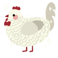 A white and silver chicken with a lace pattern