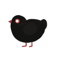 xX_chkn_dstr0yer_Xx, a black and sable chicken with a neck-speckle pattern