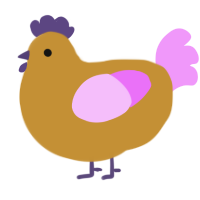 A gold and lavender chicken