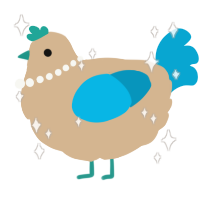 A beige and cerulean chicken