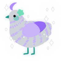 A mist and lilac chicken with a bar pattern
