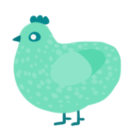 A mint chicken with a speckle pattern