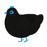 A black chicken with a bar pattern